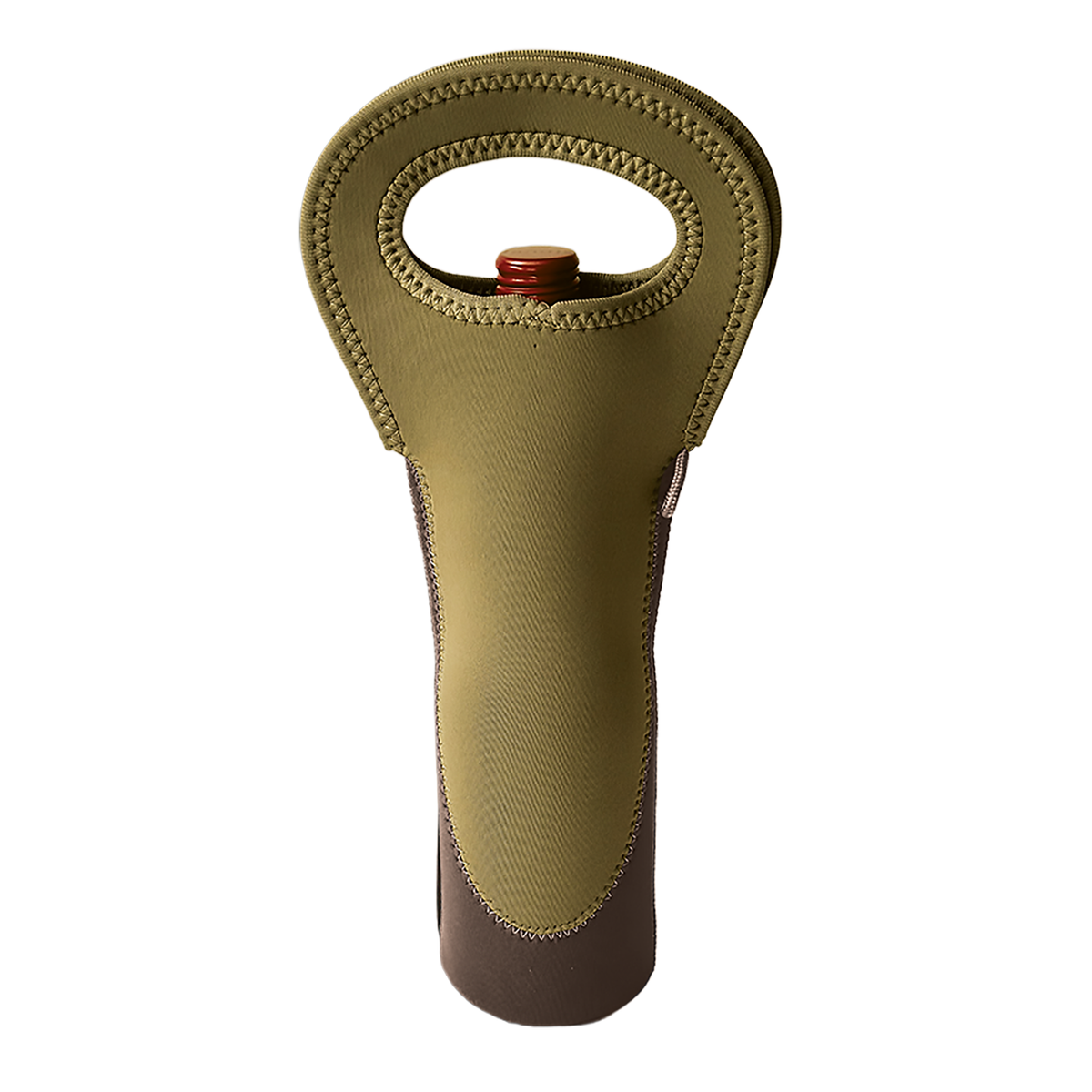 Tan/Charcoal Neoprene Wine Bag, standing empty
