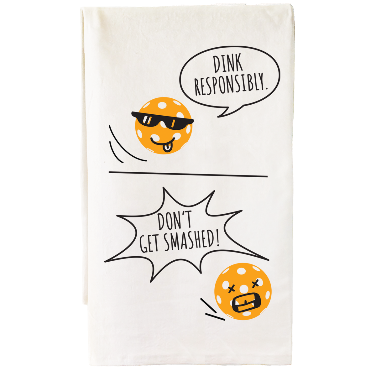 Cotton pickleball bar towel printed with “Dill With It”