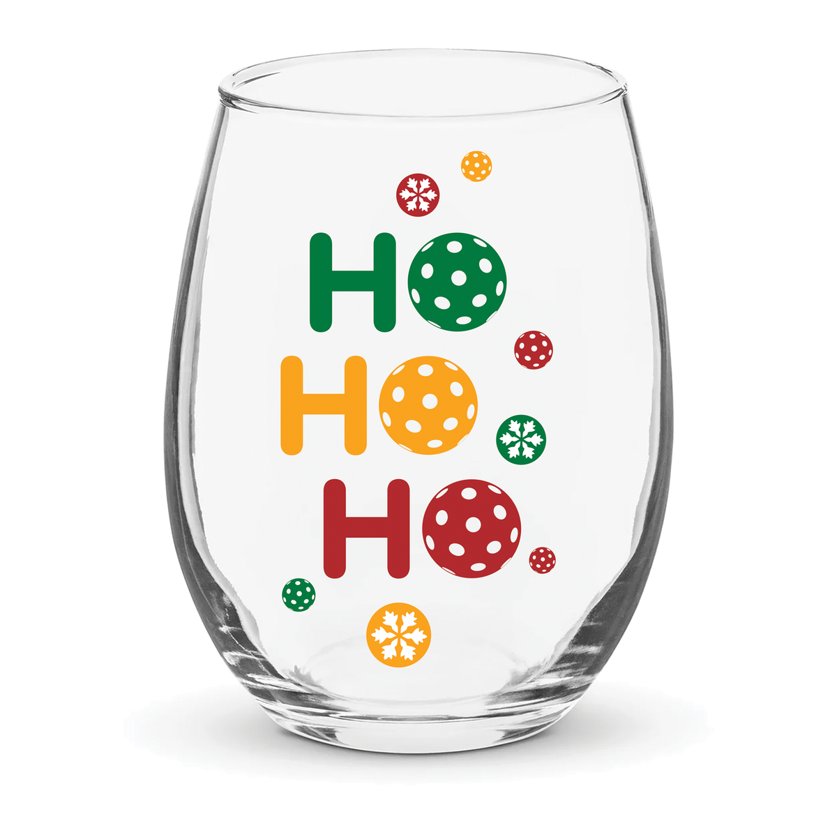 Pickleball "Ho, Ho, Ho" Glasses, empty