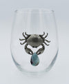 Fruits of the Sea Crab Stemless Wine Glass