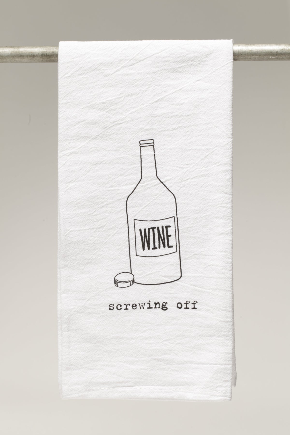 Cotton bar towel printed with “Screwing Off”