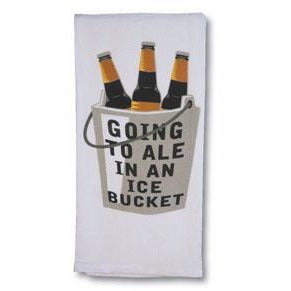 Cotton bar towel printed with “Going to Ale in an Ice Bucket”