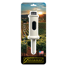 White Giovanni Cork Pops opener on its retail hanging card