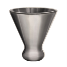 Single stainless steel stemless martini glass, empty