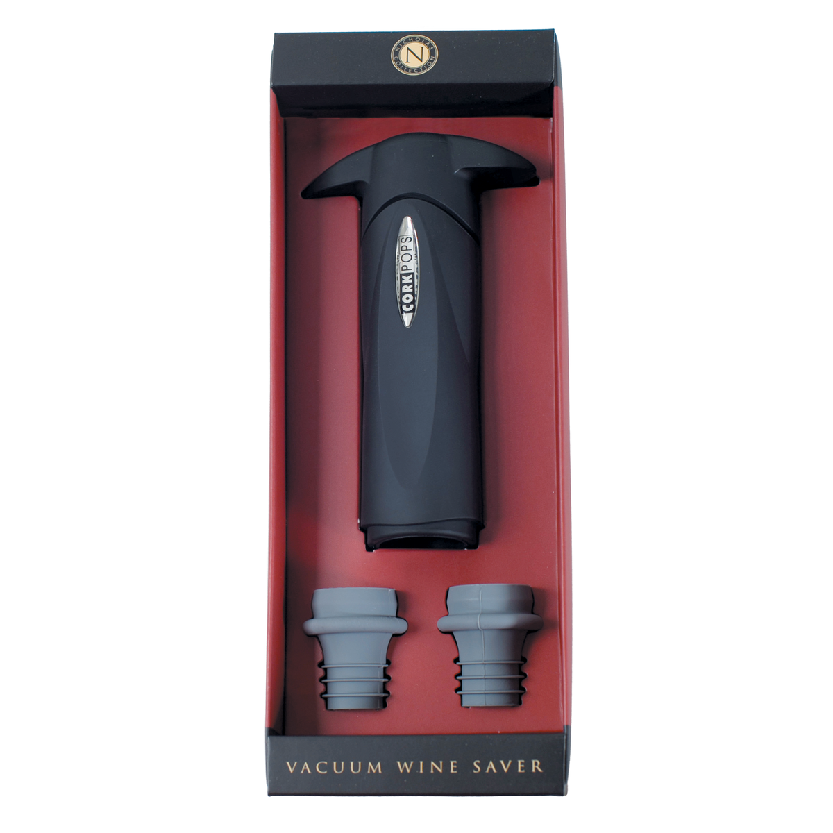 Vacuum Wine Saver with 2 Stoppers, upright