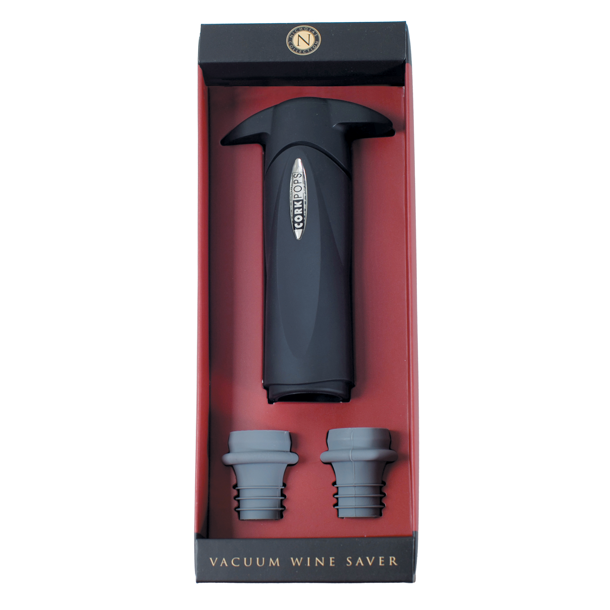 Nicholas Collection Vacuum Wine Saver with 2 Stoppers