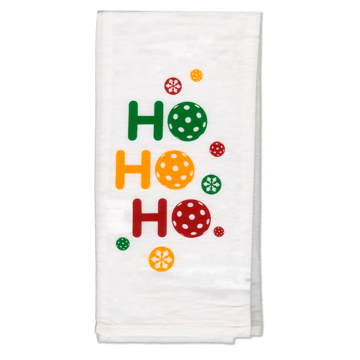 Cotton pickleball bar towel printed with “Ho Ho Ho”