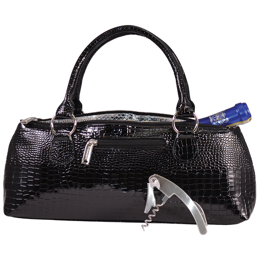 Wine Clutch-Black Single Bottle Wine Tote