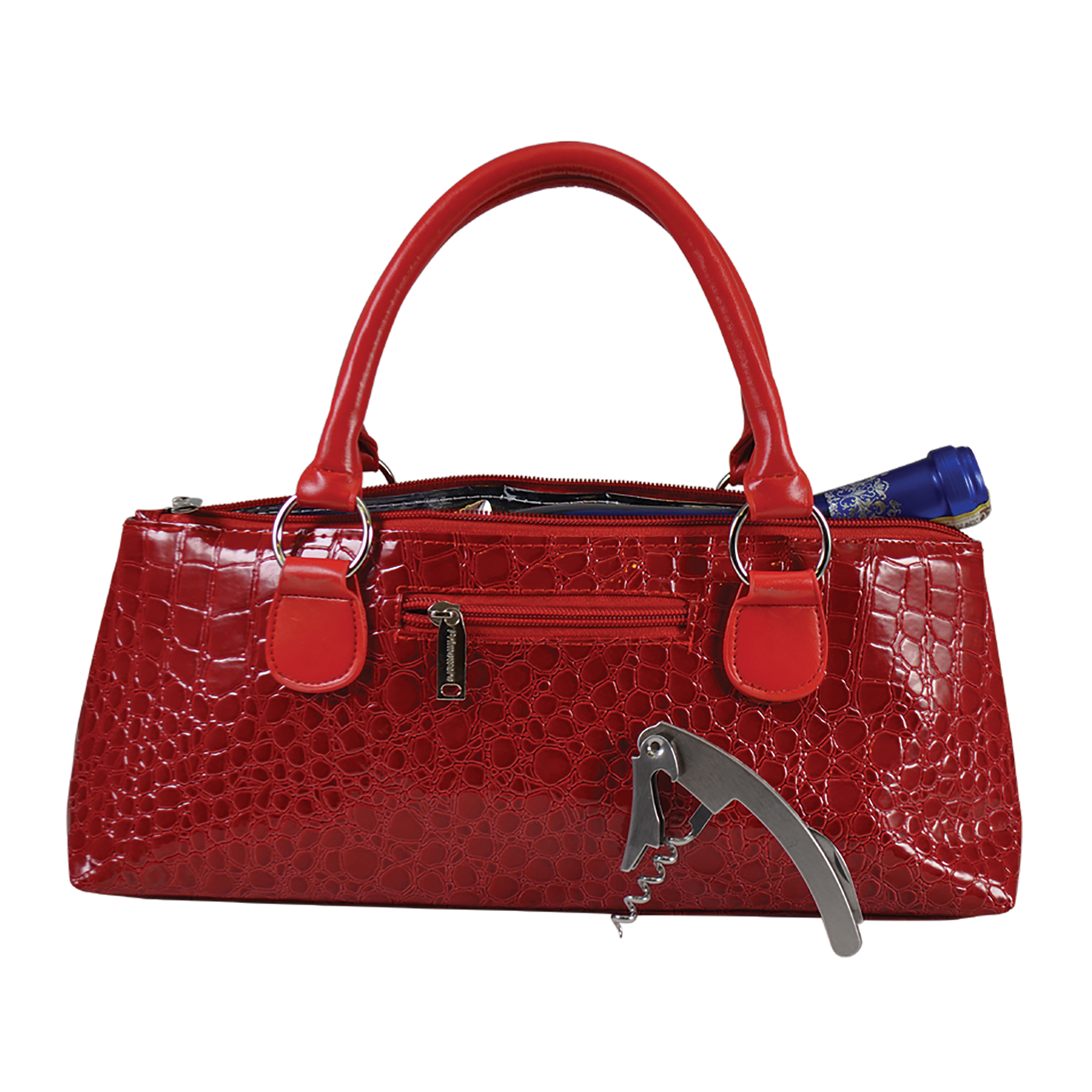 Wine Clutch-Red Croc Single Bottle Wine Tote