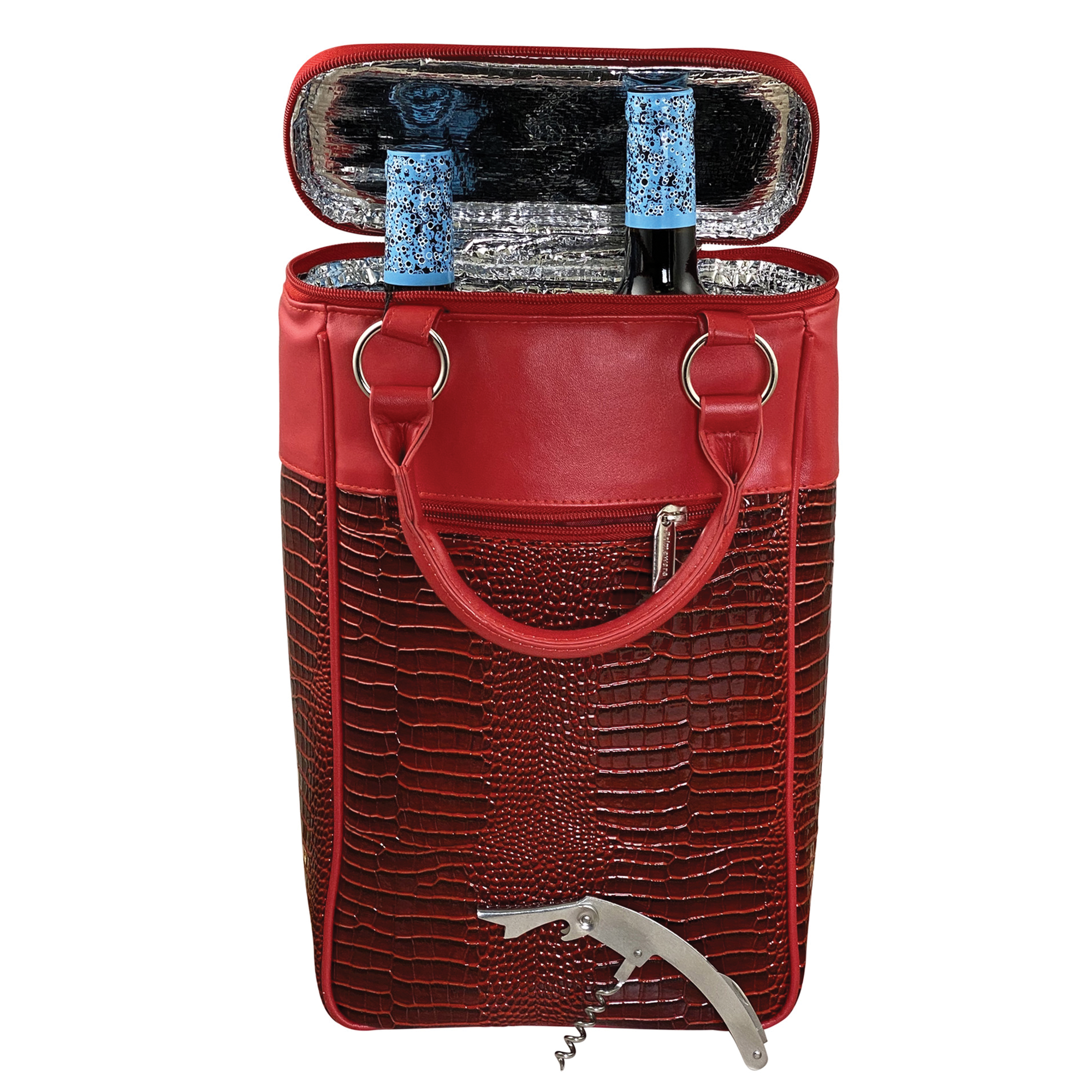 Palms-Red Croc 2 Bottle Wine Tote