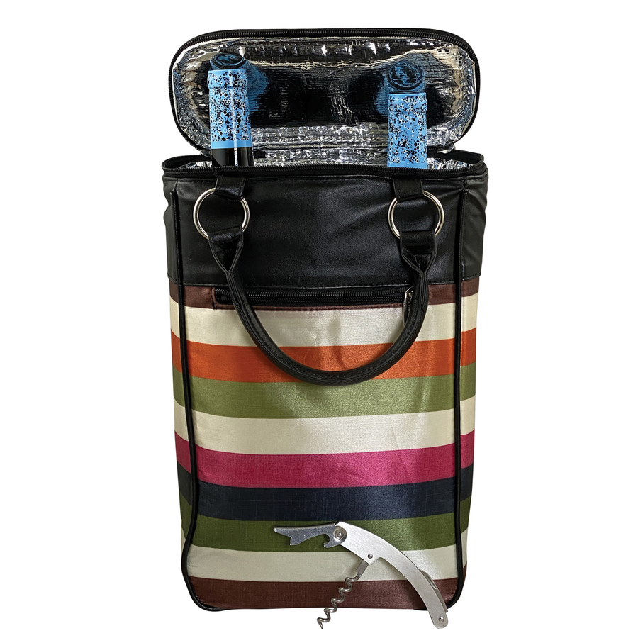 Palms-Stripe 2 Bottle Wine Tote