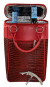 Palms-Red Croc 2 Bottle Wine Tote