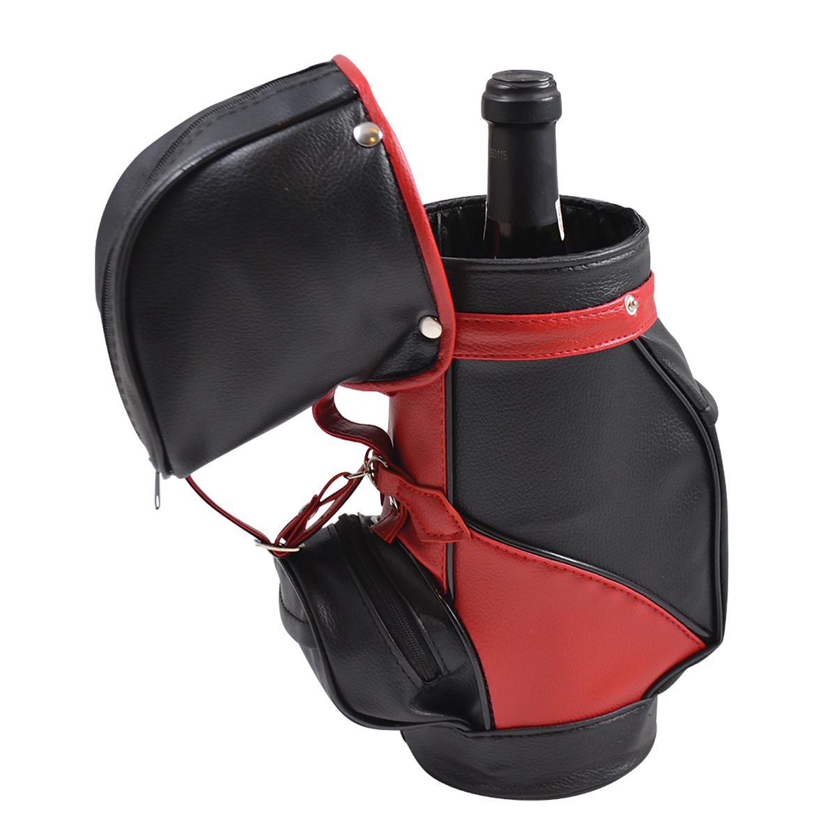 Caddy-Faux Leather Single Bottle Wine Carrier, standing empty