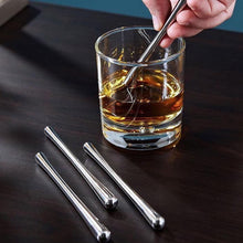 Stirring a whisky with a stainless steel stircicle