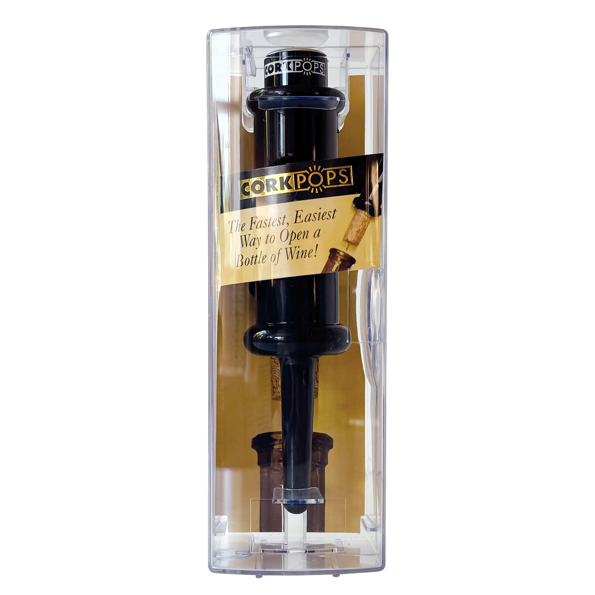 Black Cork Pops Original opener in its clear retail tube