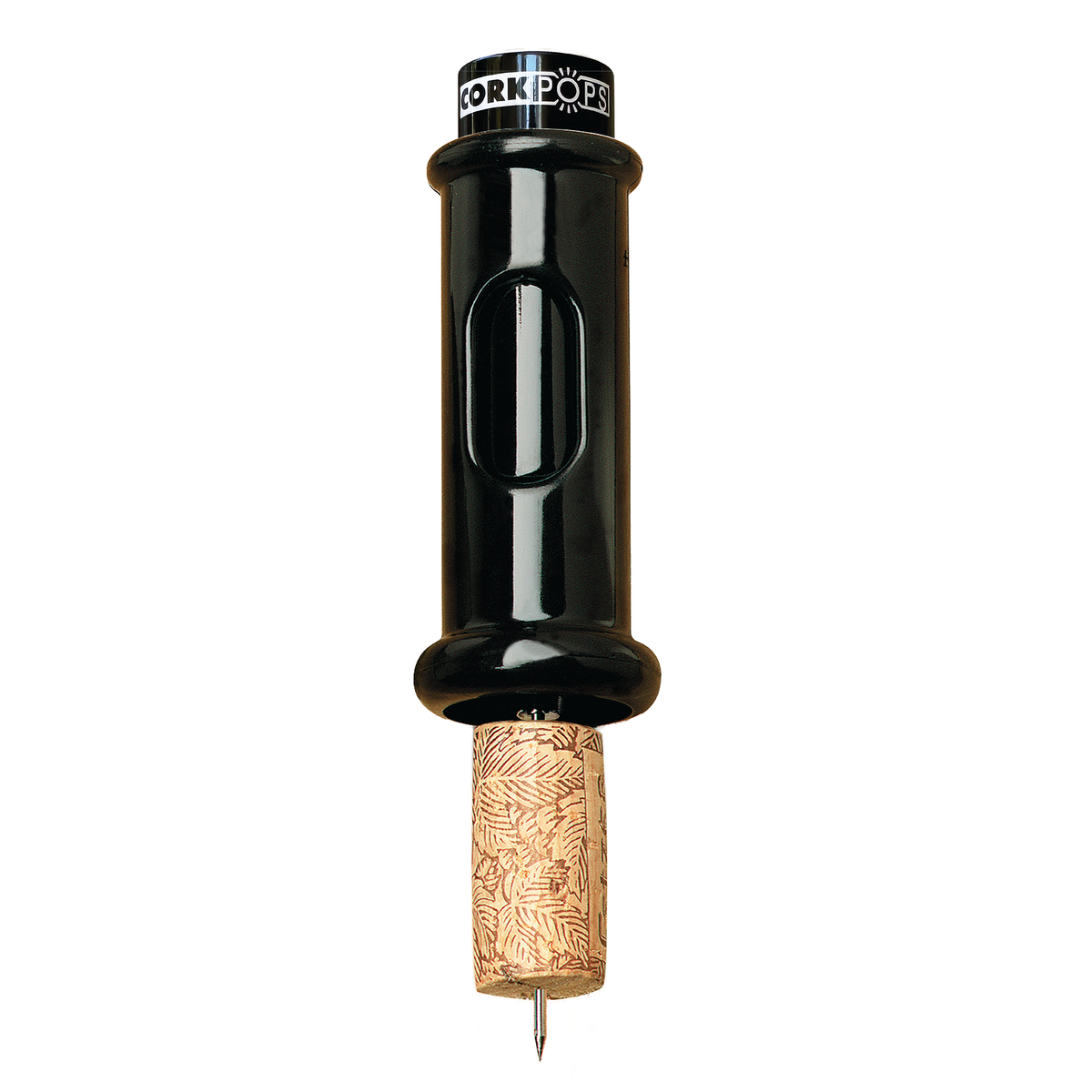 Black Cork Pops Original wine opener with a cork on the needle