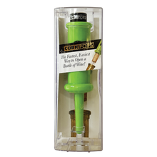 Lime green Cork Pops Original opener in its clear retail tube