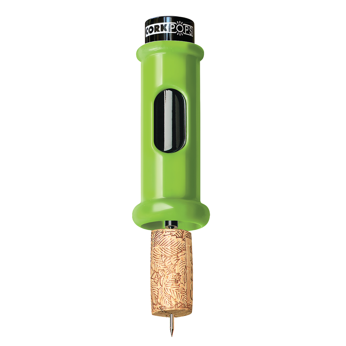 Lime green Cork Pops Original opener with a cork on the needle