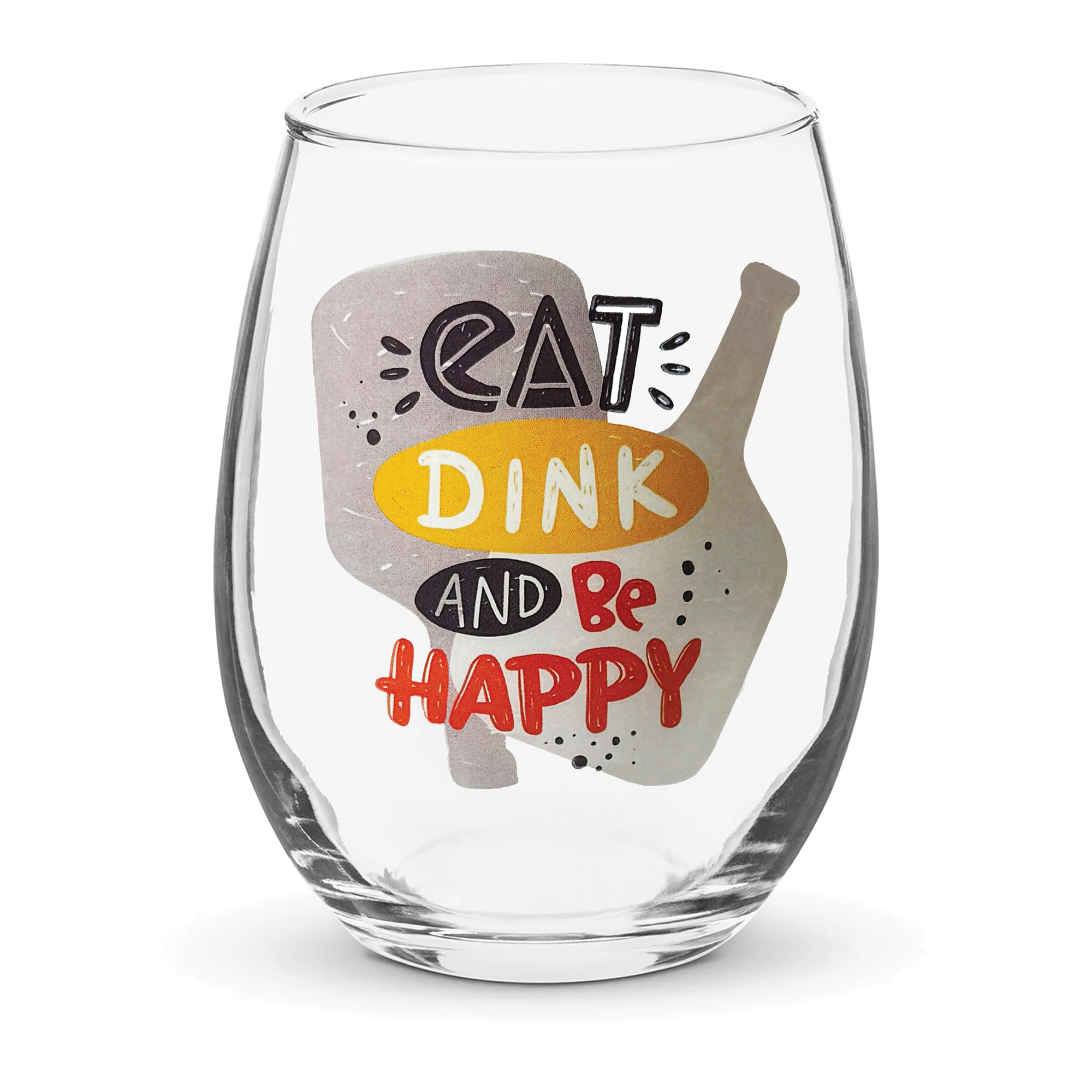 Pickleball "Eat, Drink & Be Happy" Glasses