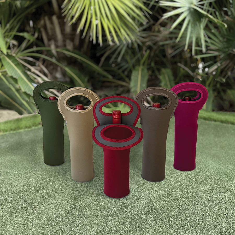 Wine tote, single bottle, neoprene