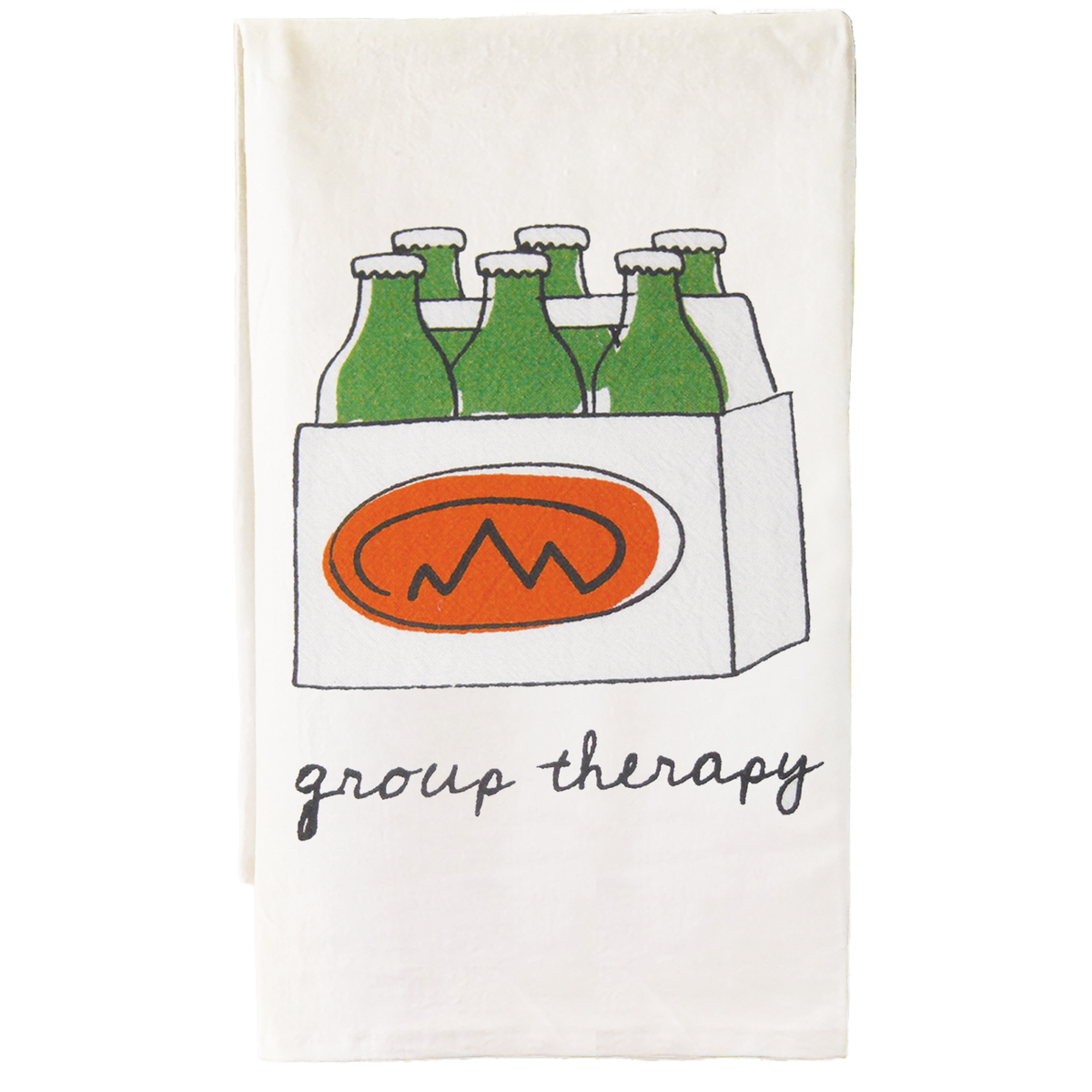 Cotton bar towel printed with “Group Therapy”
