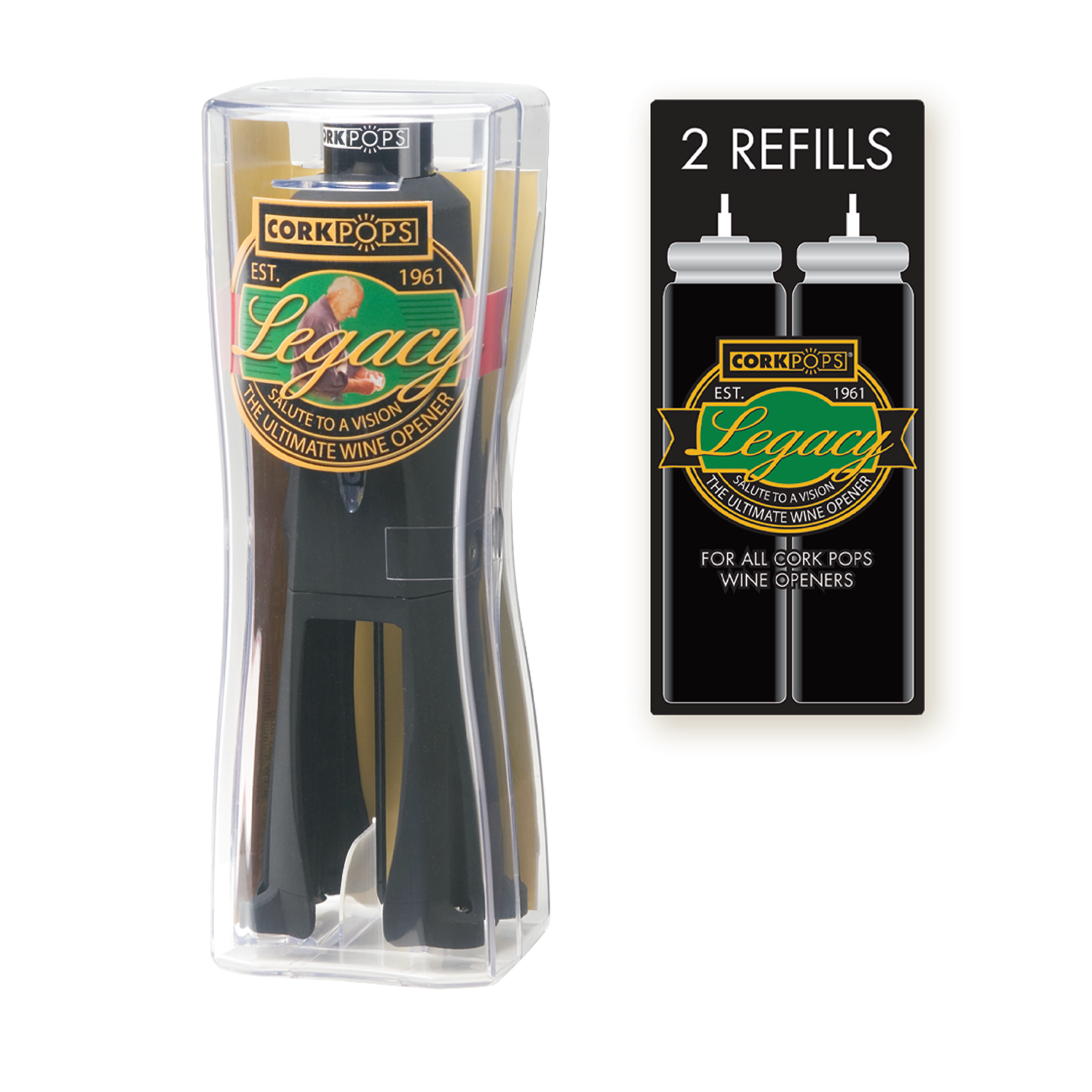 Lot De 2 Recharges Pour Tire-bouchon Cork Pops Legacy - Capsules De Rechange Pour Ouvre-bouteilles à Pression