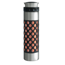 Ice Breaker 4-Martini Shaker at an angle, showing the perforated copper sleeve and twist top