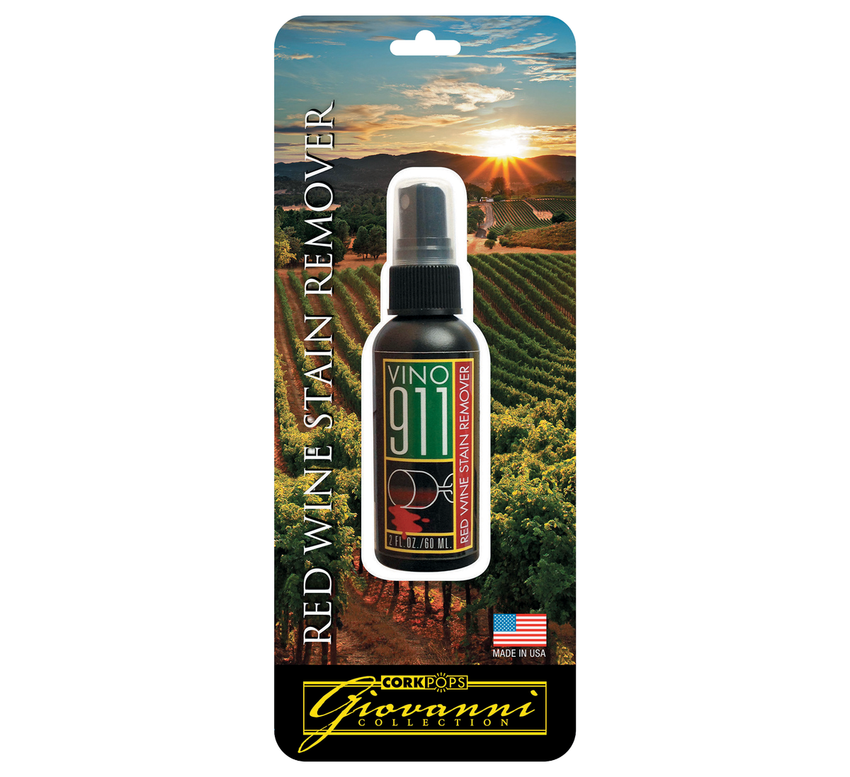 Vino 911 stain remover on its retail hanging card