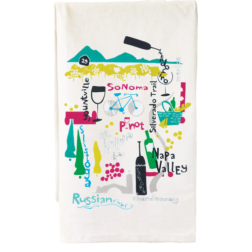 Cotton bar towel printed with “Wine Country”