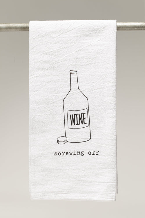 Cotton bar towel printed with “Screwing Off”