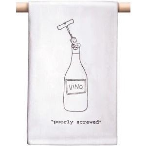 Cotton bar towel printed with “Poorly Screwed”