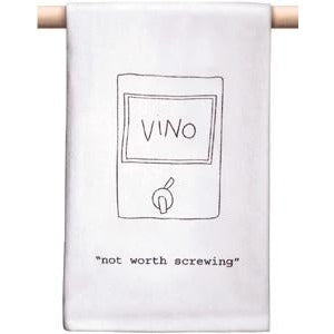 Cotton bar towel printed with “Not Worth Screwing”