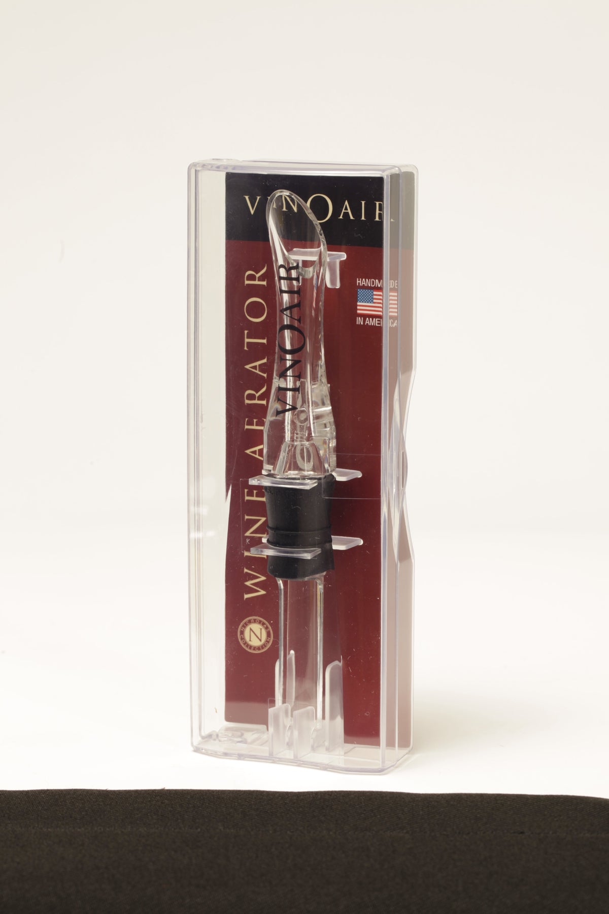 VinOair wine aerator in its clear retail packaging